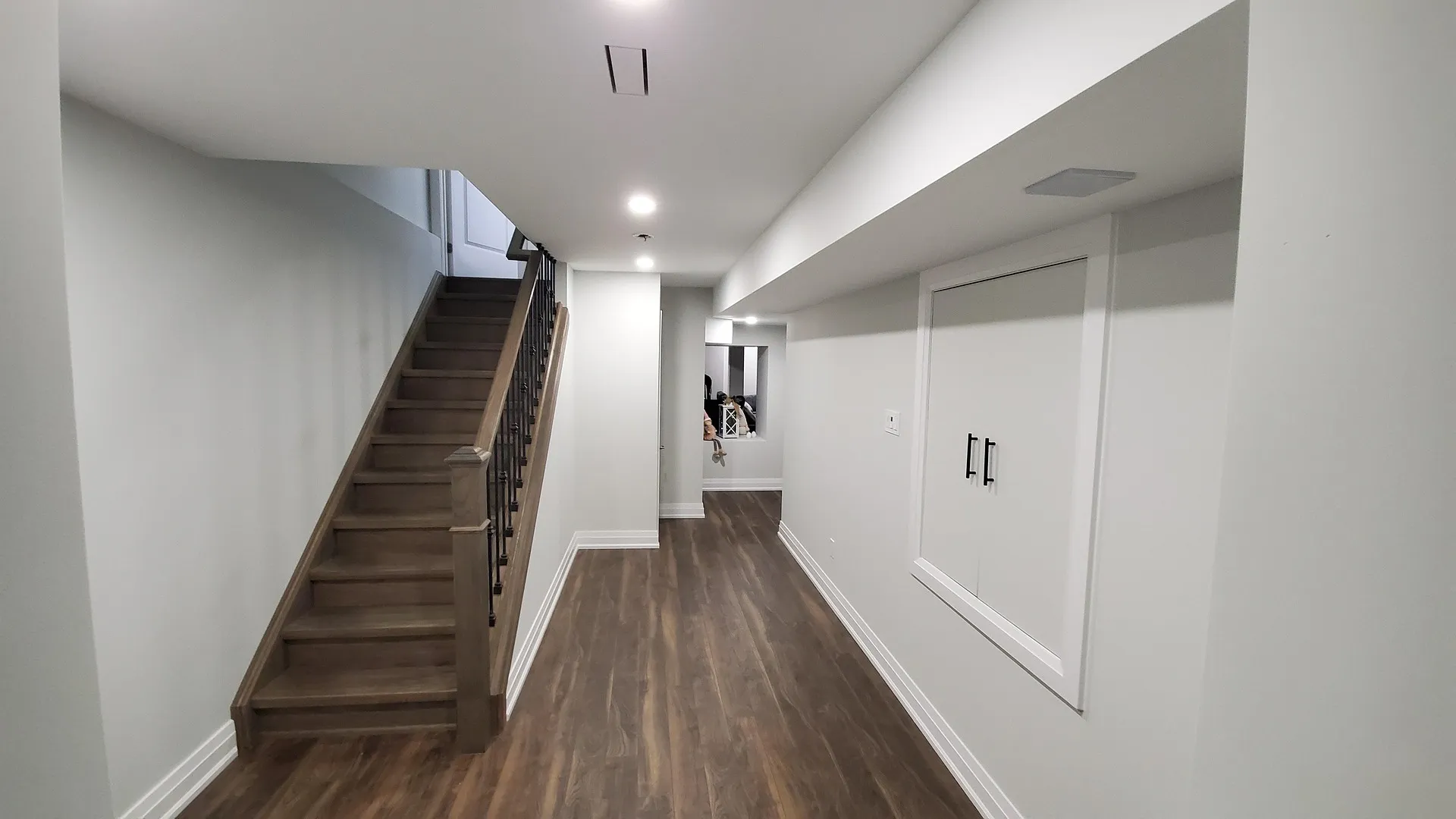 Finished basement family room in a Toronto home