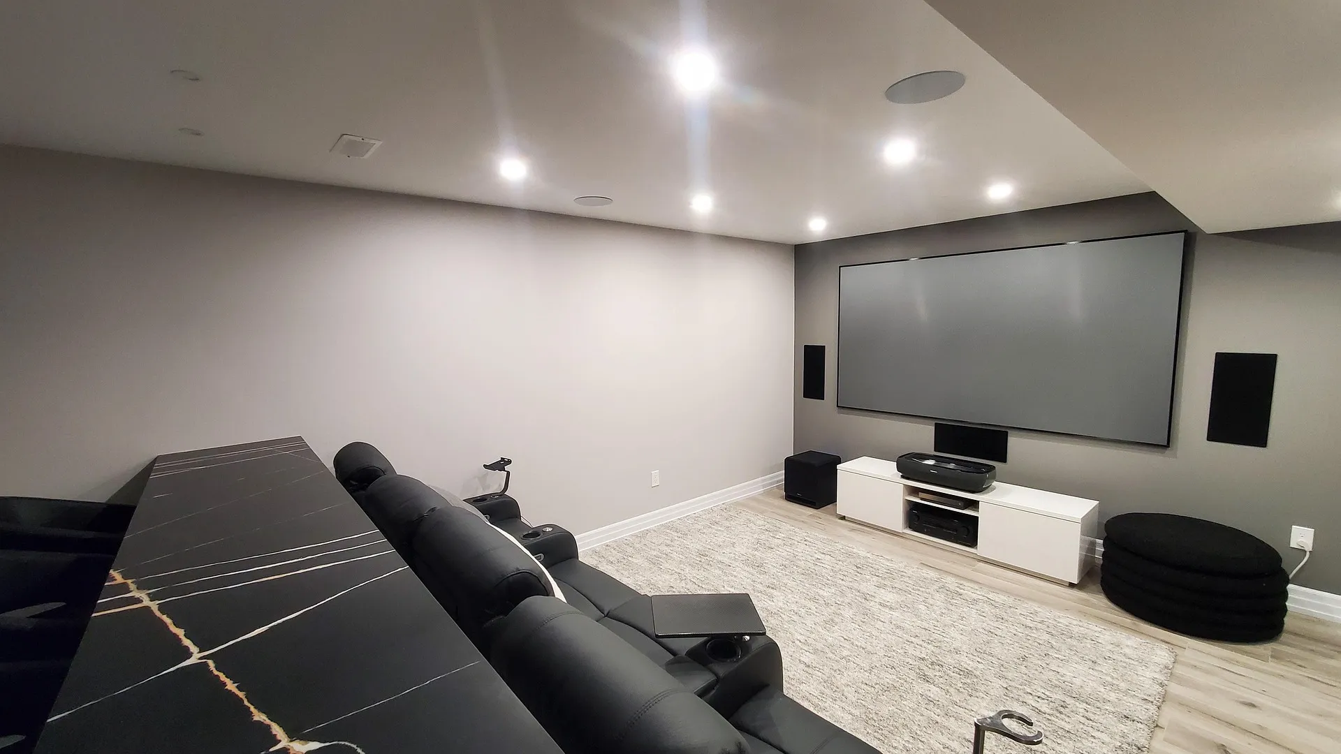 Finished basement living space in a Toronto home