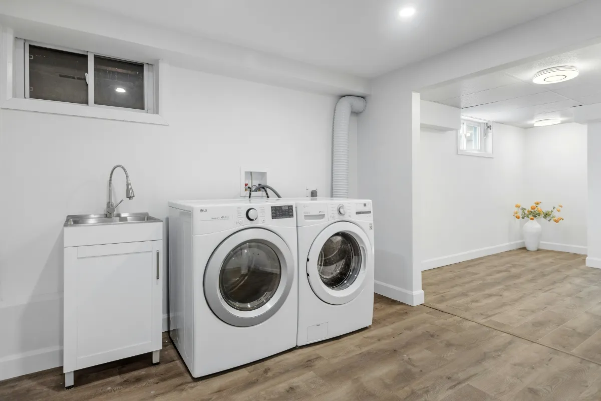 Modern finished basement remodel in Toronto, Ontario