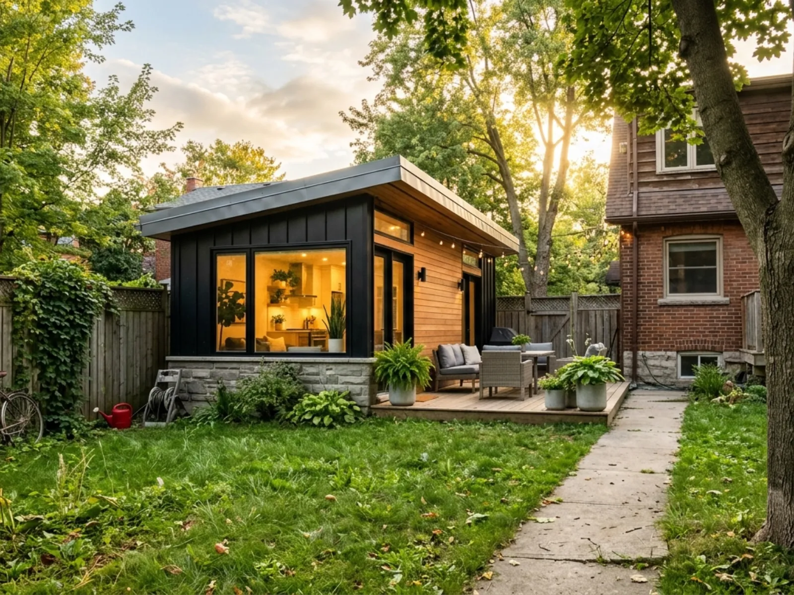 How much a garden suite costs in Toronto in 2026, a detached self-contained backyard home behind an existing house